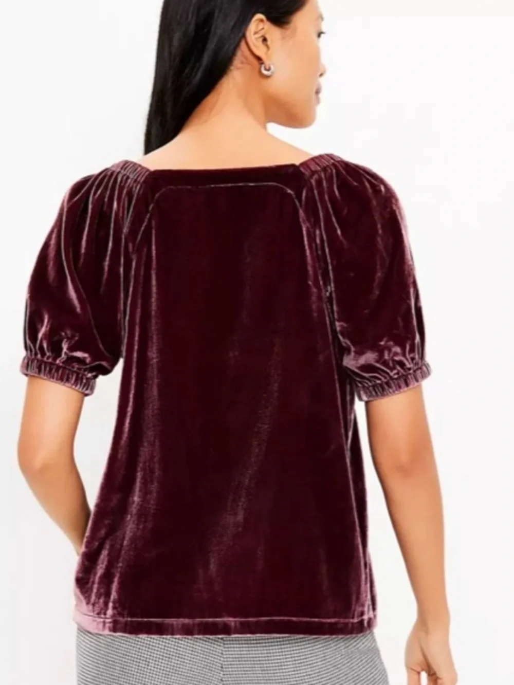 LOFT Deep Plum Velvet Blouse - Medium - Picture 2 of 4